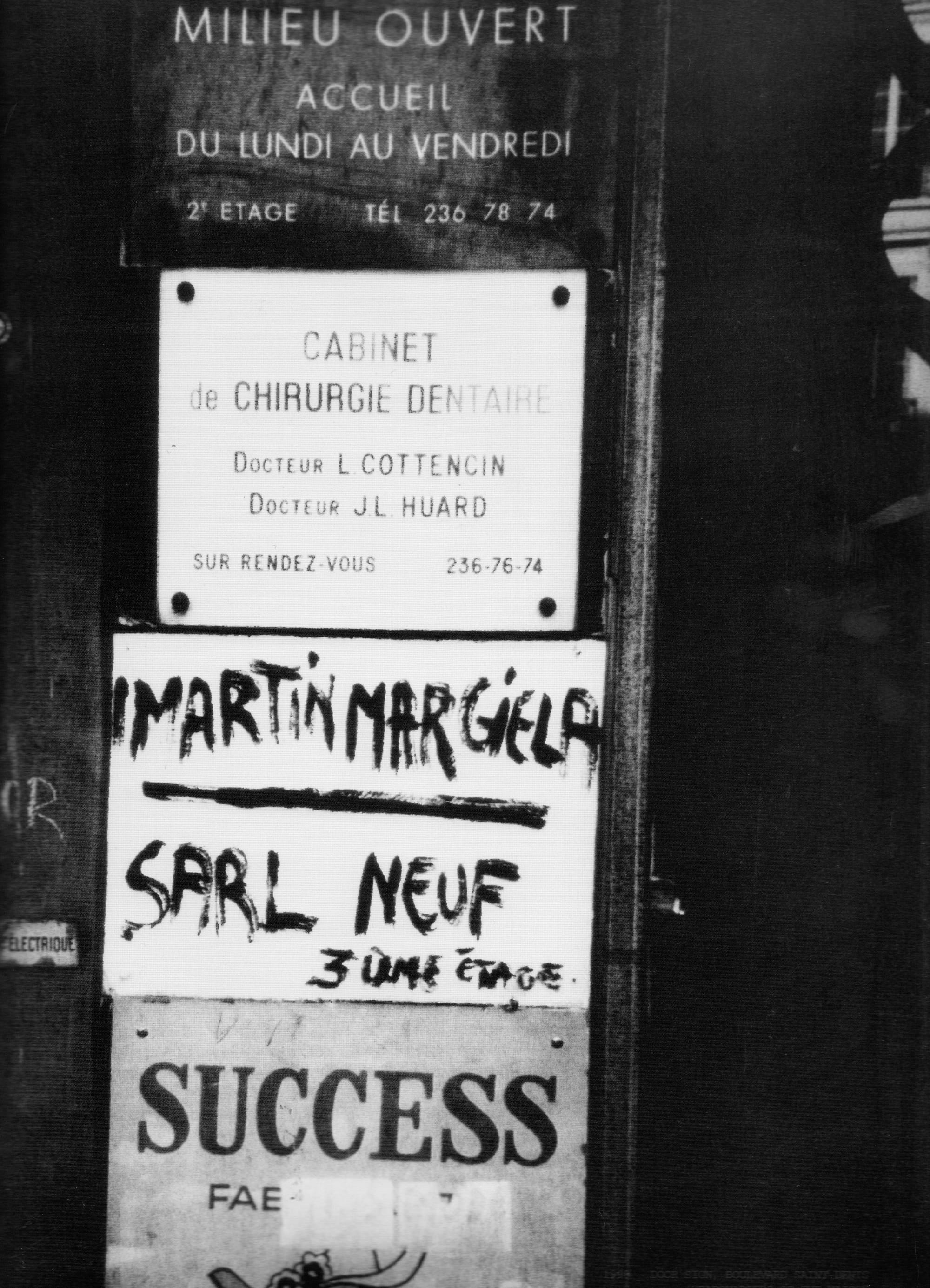 1999 Maison Martin Margiela door sign at Boulevard Saint-Denis.