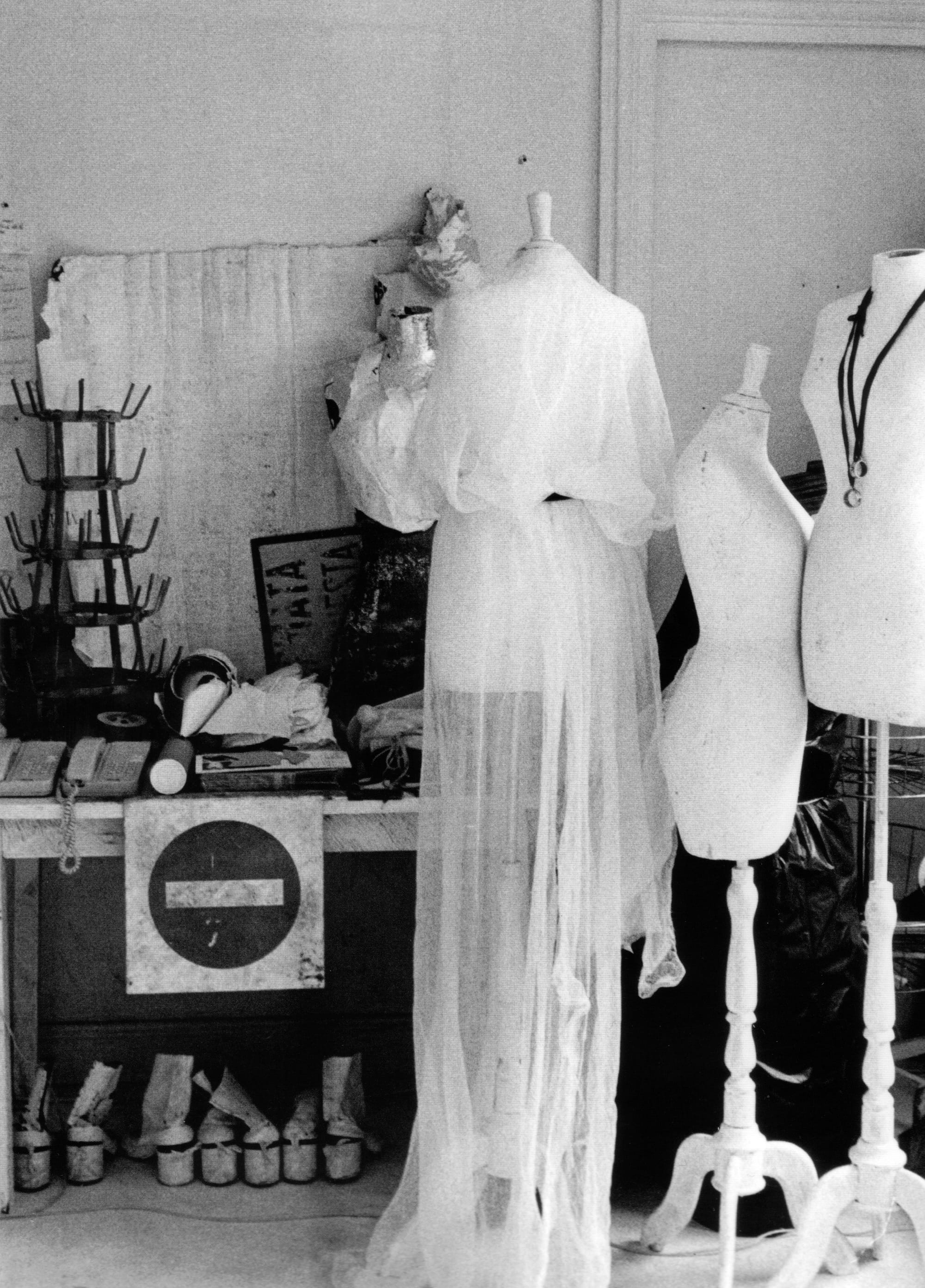 Dress forms in Martin Margiela's Boulevard Saint-Denis studio.