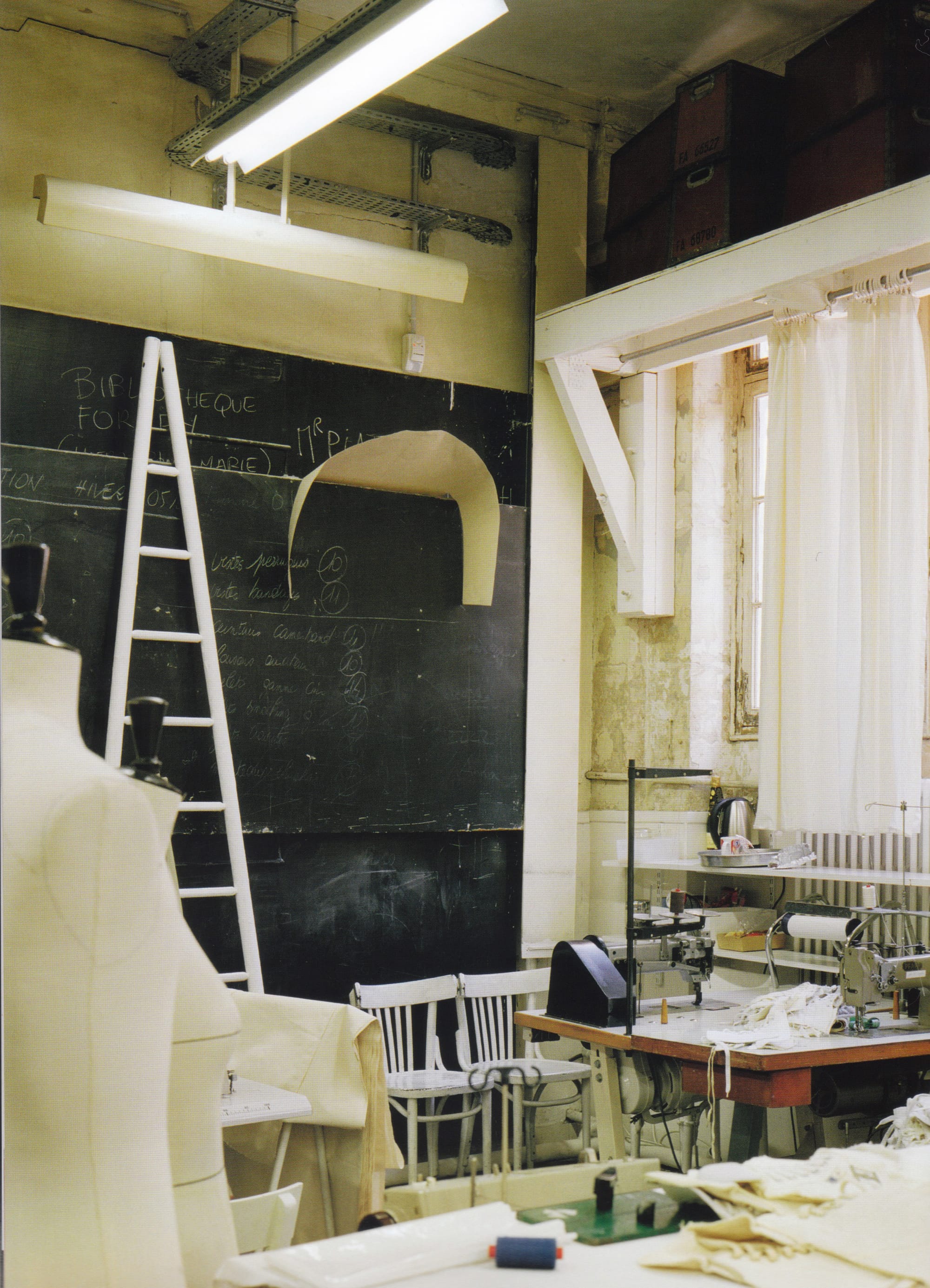 Workshop inside the Maison Martin Margiela rue Saint-Maur offices in Paris.