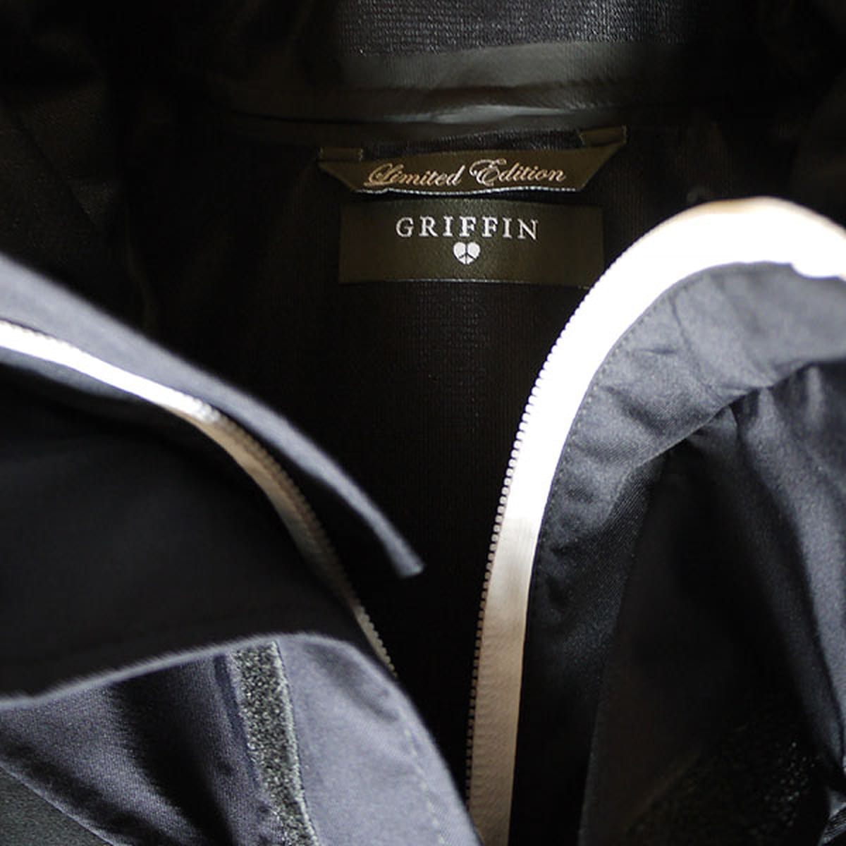 Limited Edition Griffin neck label inside the GFT 014 Technical Bearskin jacket.