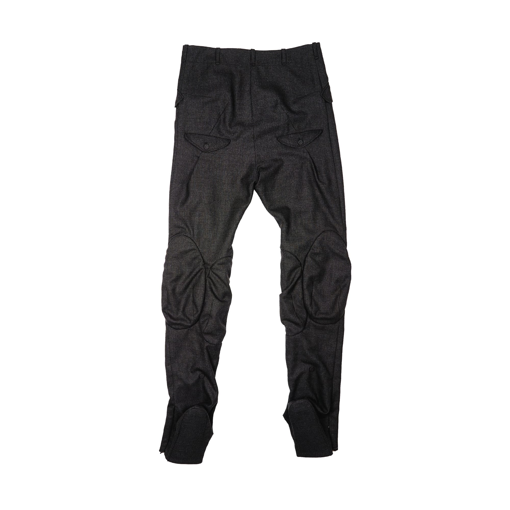 Back flat view of Aitor Throup OA55-13 Prelude Calf Pocket Trousers showing the articulated calf pockets.