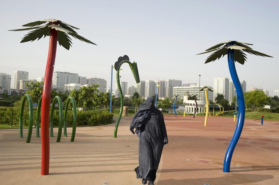 woman wearing a hijab in the park