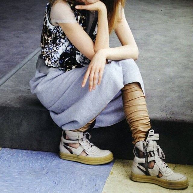 Sasha Pivovarova in Rick Owens Cut-Out Dunks, I-D Magazine, September Issue 2006