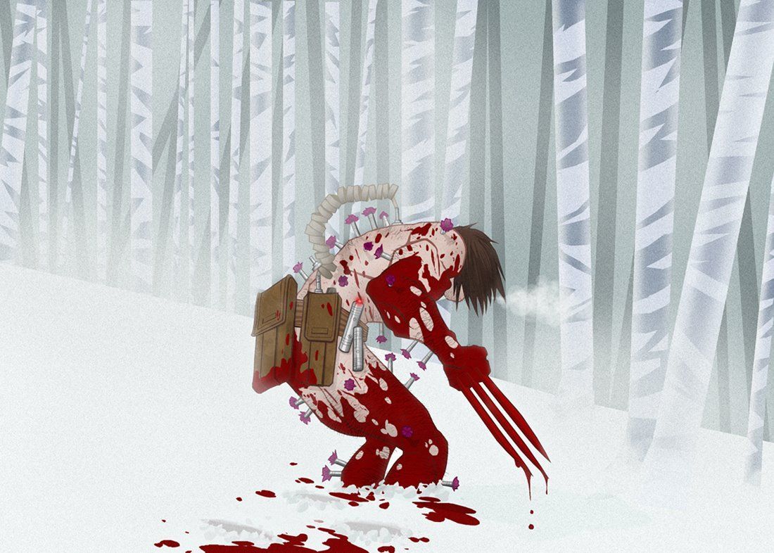 wolverine escaping in the snow by tokssolarin