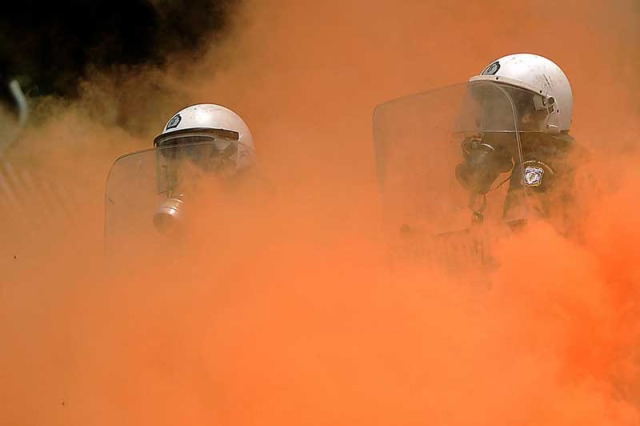 Smokescreen during a demonstration in Athens