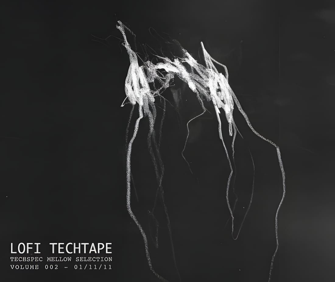 LOFI TECHTAPE Vol. 002 cover: white chalk scrawl on black — Andrew McLeod BLACKMETALCYTWÖMBLY mark-making.