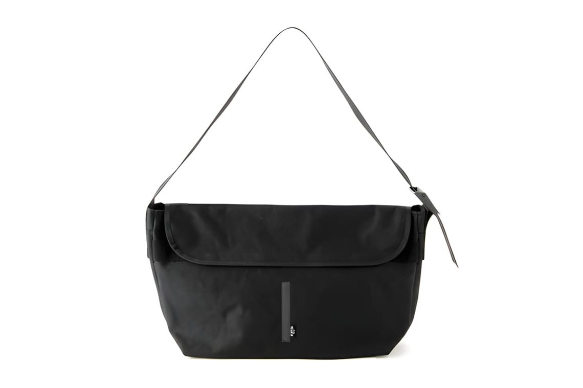 Chari & Co. x B印 Yoshida x Porter Stanton Bag messenger in black — paraffin-coated canvas body with Porter hardware and cycli