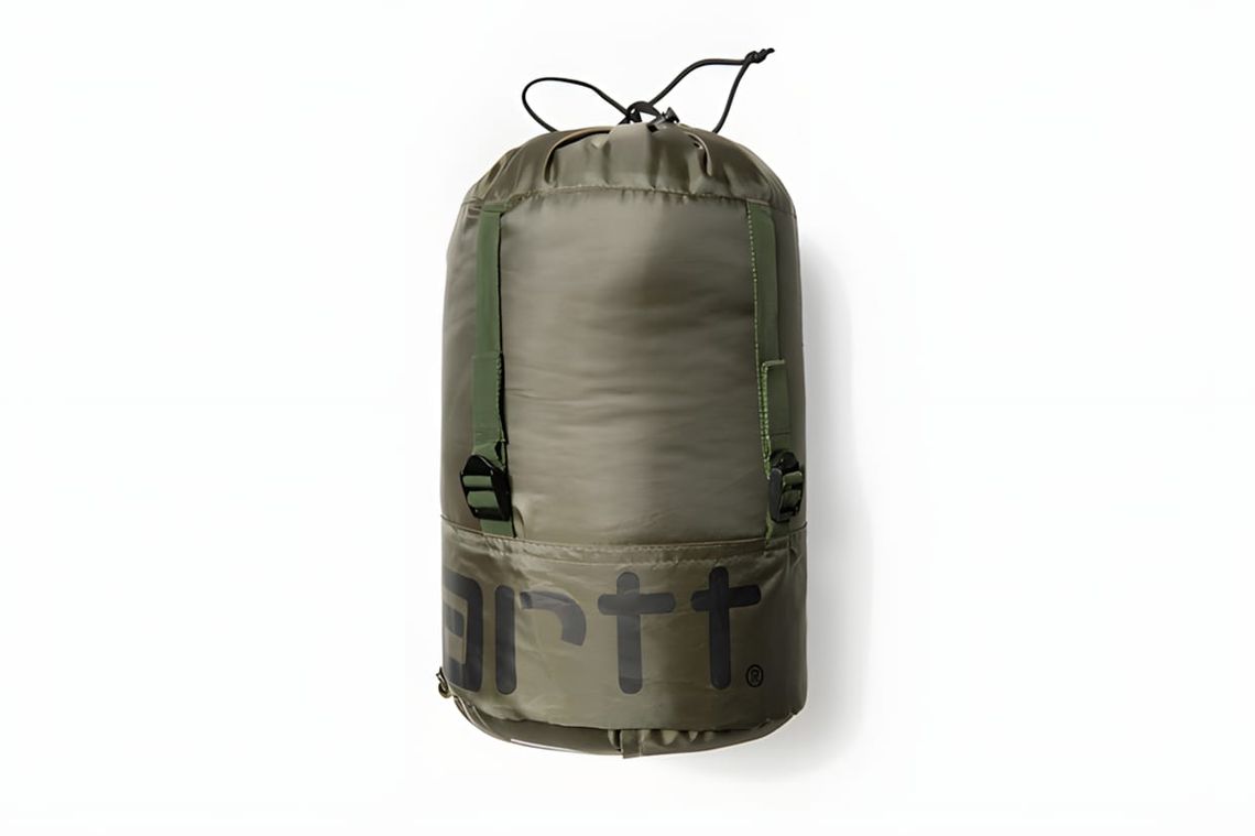 Carhartt x Salewa 2011 camo sleeping bag, shown in camouflage print with Carhartt and Salewa co-branding