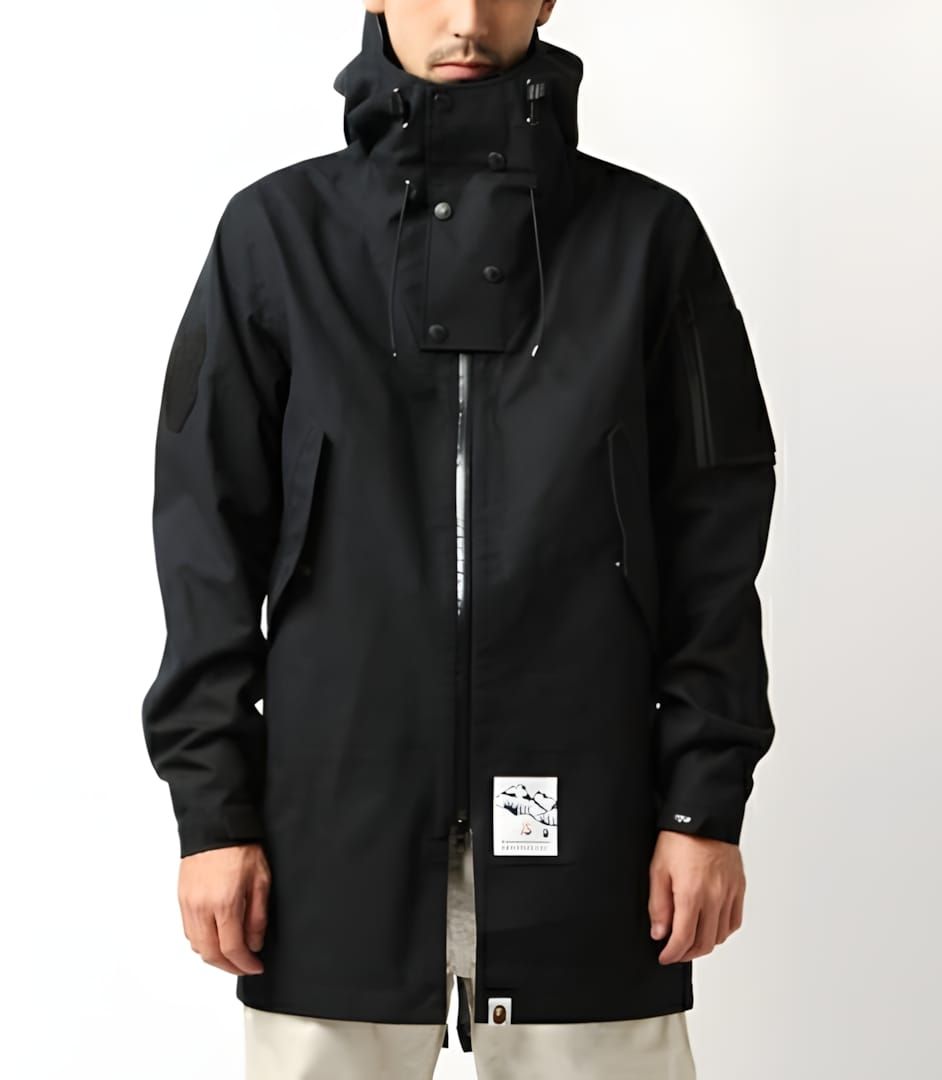 A Bathing Ape GORE-TEX Woven Rip Stop Army Coat from Holiday 2011, a long fishtail parka in waterproof ripstop fabric with BA
