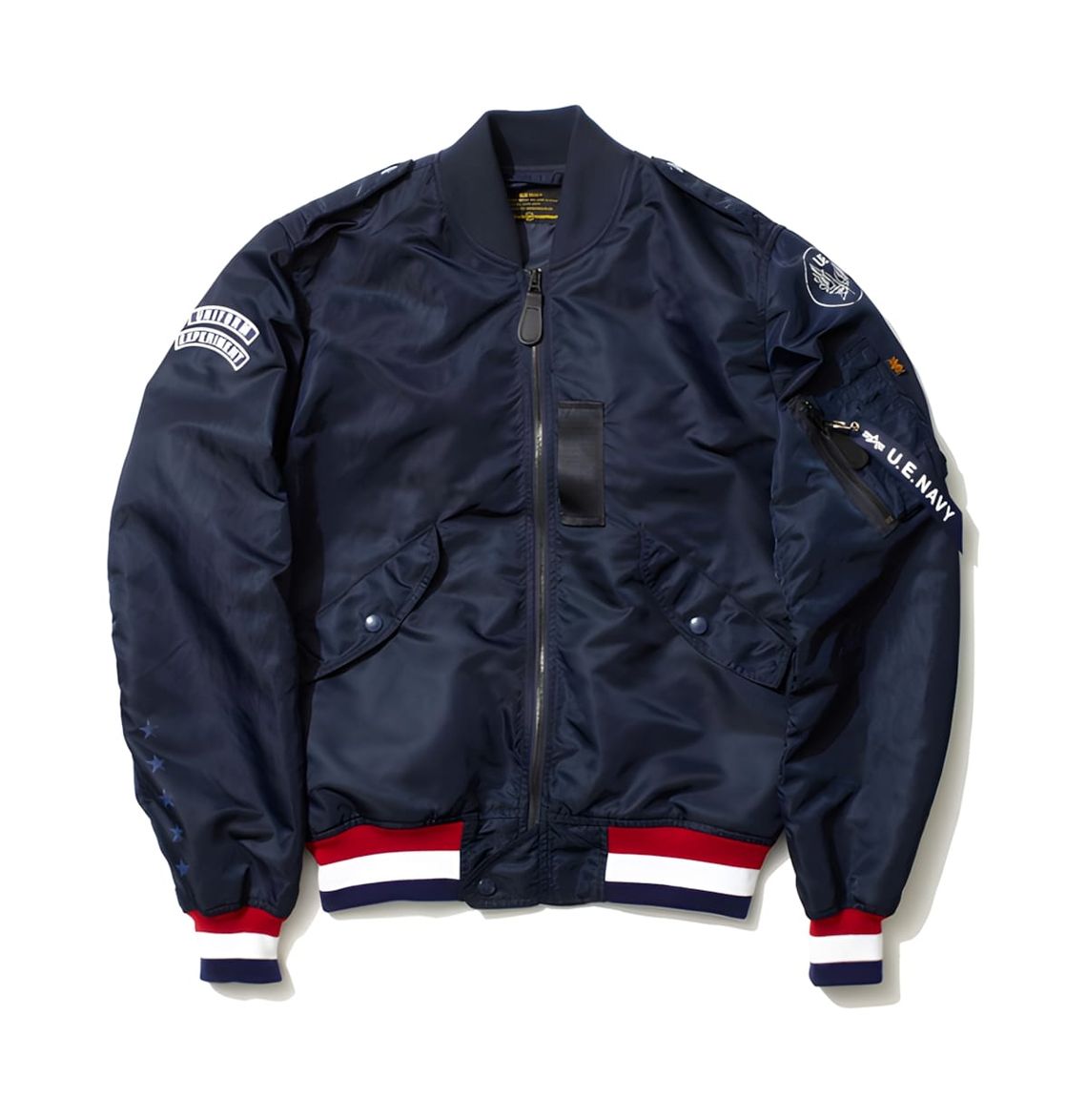Uniform experiment x Alpha Industries L-2B flight jacket from the SS11 collection, showing the collaboration garment on a mod