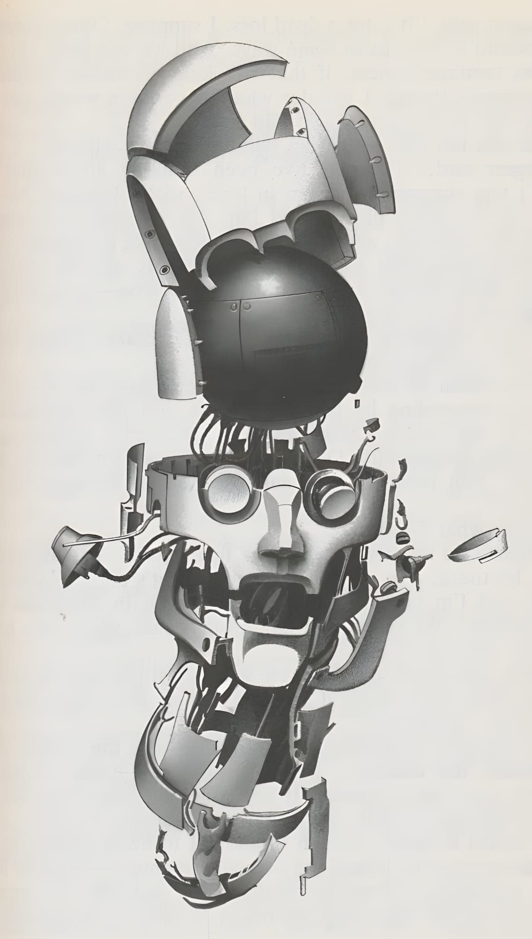 Ralph McQuarrie illustration of a positronic humanoid robot, created for Isaac Asimov's Robot Visions (1990).