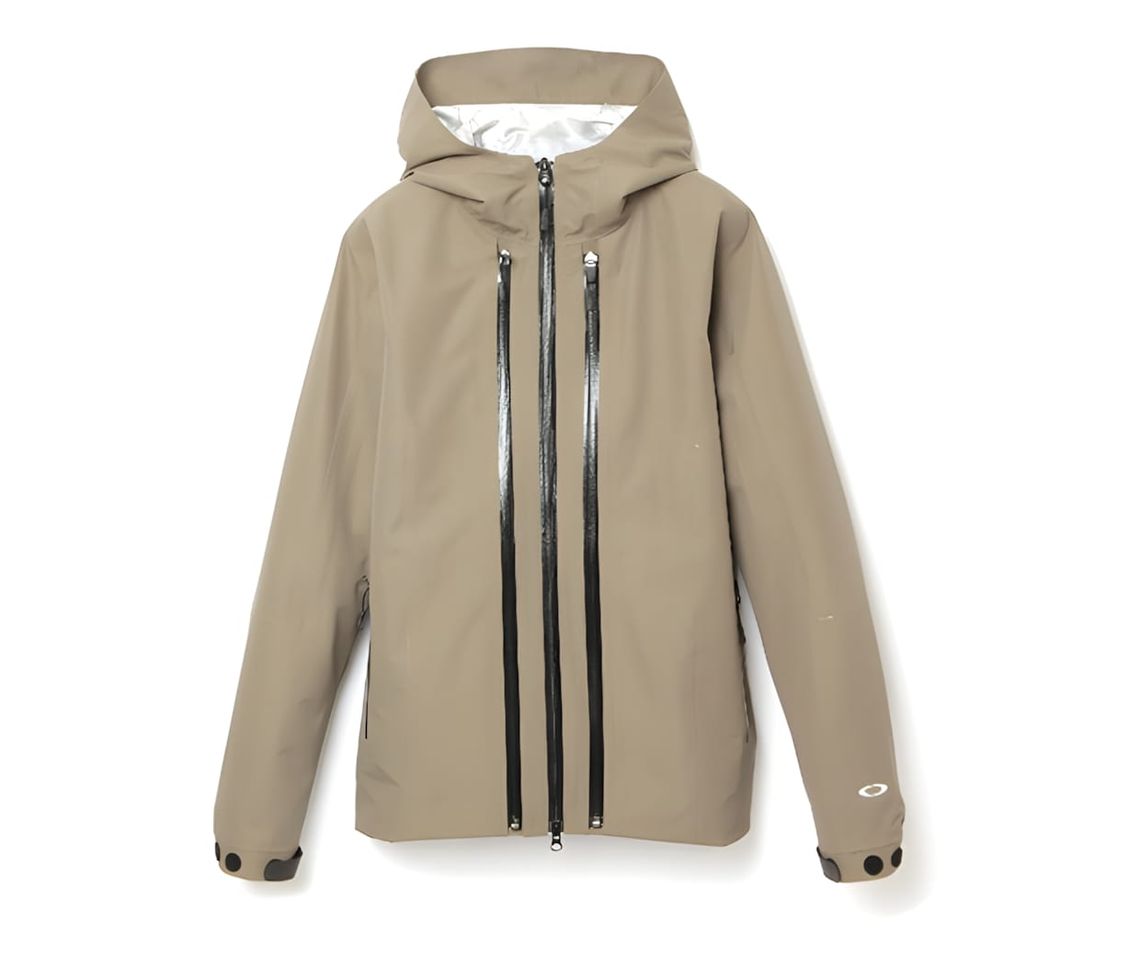 C.P. Company Pro-Tek Hooded Jacket in walnut — ghost-mannequin product shot on white: khaki/walnut mechanical-stretch polyest