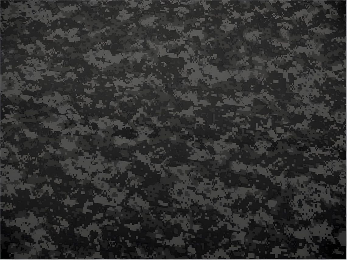 Close-up of a pixel-based digital camouflage pattern in dark charcoal, grey, and black — an urban colorway ACU/MARPAT-style swatch filling the entire frame.