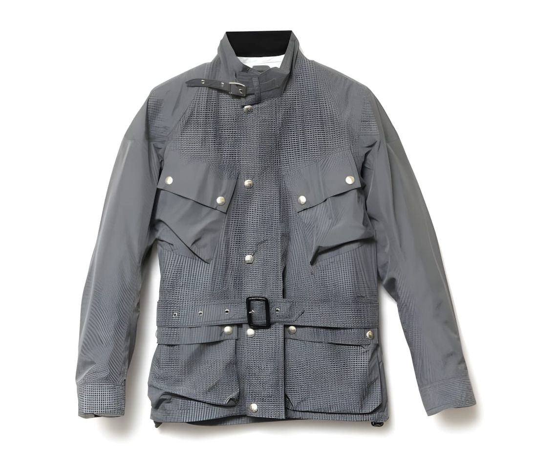 Visvim Alta JKT waxed Gore-Tex Windstopper field jacket from FW2009, olive/brown colorway with four snap pockets, belted wais