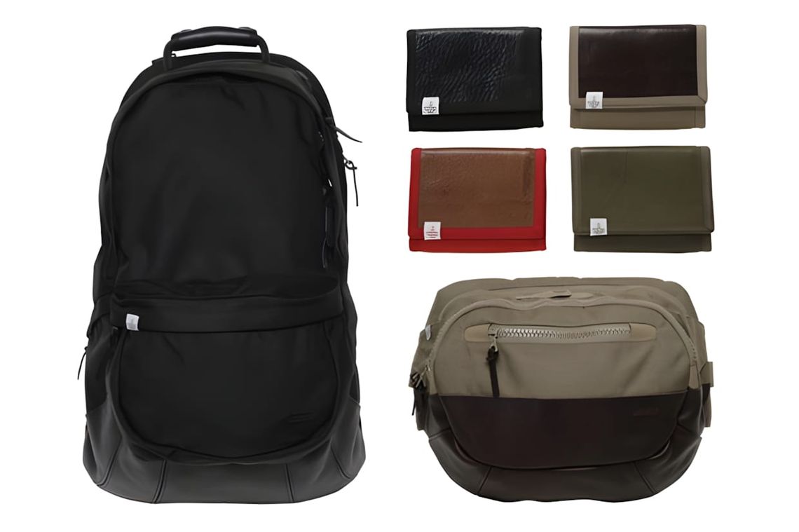 Visvim Cordura 22L backpack in black CORDURA nylon with lambskin leather base and twin shoulder straps.