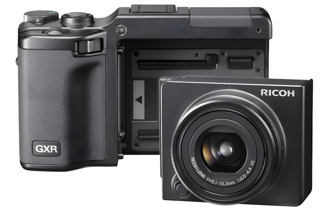 Ricoh GXR body with S10 24-72mm F2.5-4.4 VC interchangeable camera unit attached