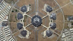 Aerial view of the Lagos fair ground designed and constructed by Energoprojekt, (Yugoslavia), completed 1976-77.