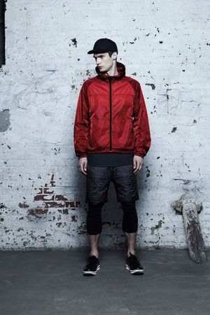 red windbreaker jacket