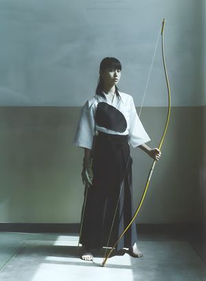 Kyudo Practitioner in Traditional Dojo Attire