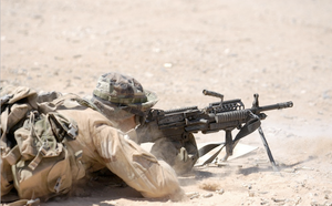 US Army Soldier Firing M249 SAW — Infantry Combat Photography