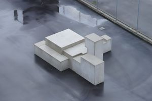 Concrete Brutalist Sculpture — Stepped Block Form