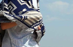 Alpaca Wool Poncho — Striped Geometric Weave