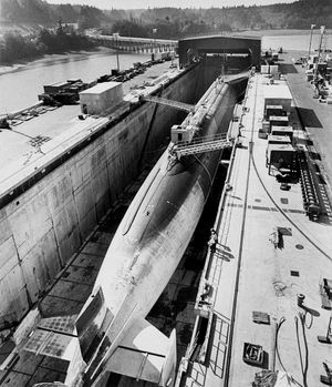 USS Ohio (SSBN-726) — Nuclear Ballistic Missile Submarine in Drydock