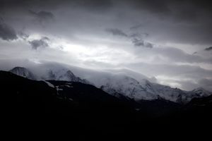 Alpine Storm, Black and White Mountain Landscape