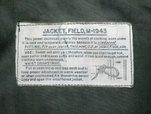 US Army M-1943 Field Jacket — Interior Spec Label