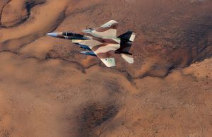 McDonnell Douglas F-15 Eagle in Desert Camouflage — Low-Level Flight