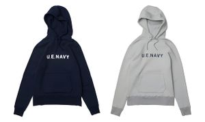 Uniform Experiment U.E. Navy Sweat Hoodie — Navy and Grey