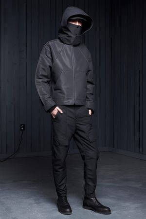 Alexander Wang Fall 2013 Menswear — Hooded Leather Jacket with Face Mask