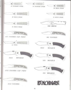 Benchmade Folding Knife Catalog — Panther and Monarch Series