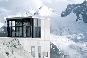Concrete Alpine Mountain Building, Swiss Alps