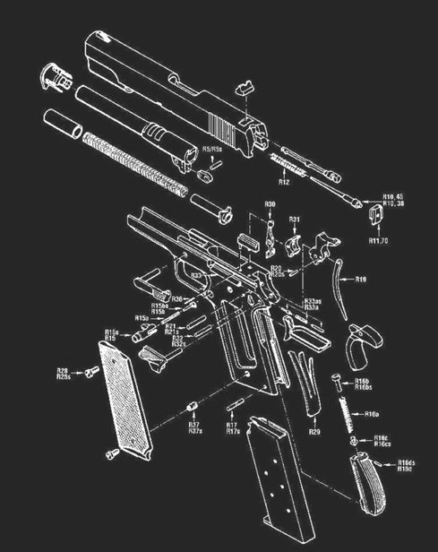 M1911 Pistol Exploded Diagram