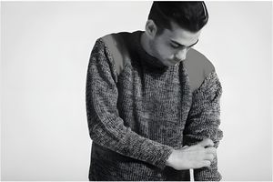 Homestedt British Wool Suede Patch Sweater — Heathered Green