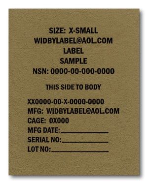 Widby Label Military Clothing Label Sample