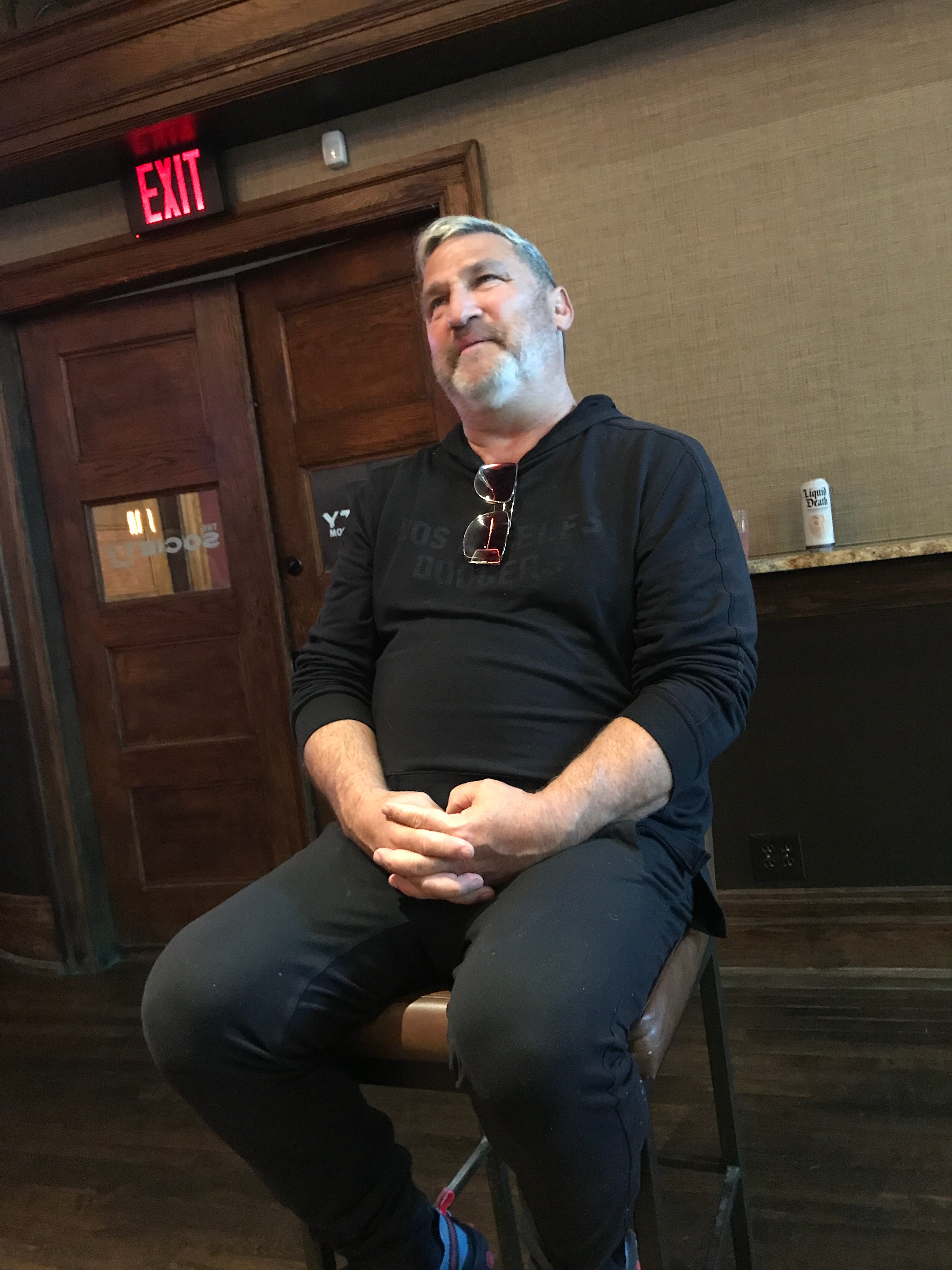 <p><em>nice dodgers shirt</em></p>