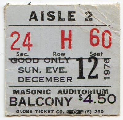 Patti Smith Group live at Masonic Temple, Detroit, MI, 12-12-76