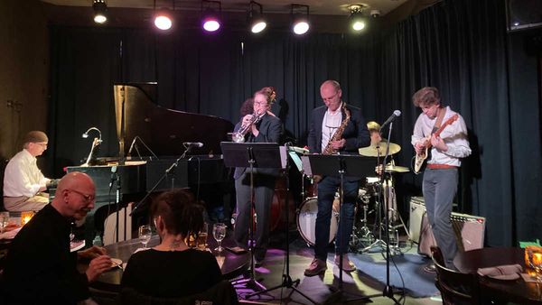 L-R: Glenn Lemieux, Robin Comeau, Steve Kaldestad, Robert Helgason at Frankie's