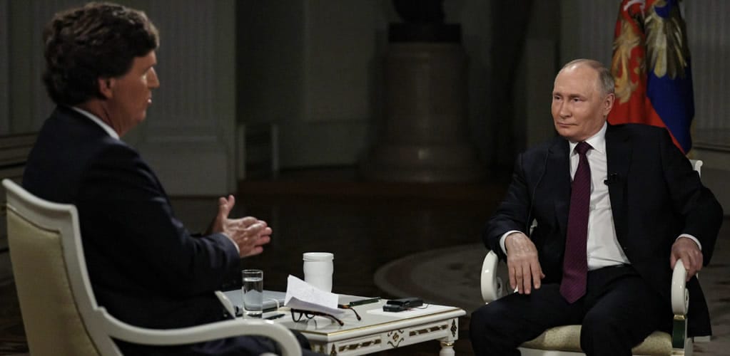 Tucker Carlson’s Putin interview gave Russian leader a platform to boost his own cause – and that of Donald Trump
