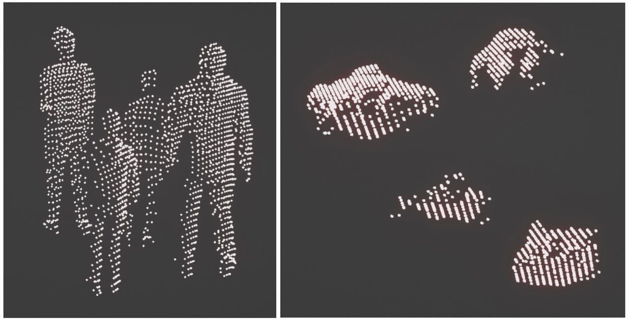 The final result is a 3D point-cloud that is independent on which specific sensor fed the common pool of data 