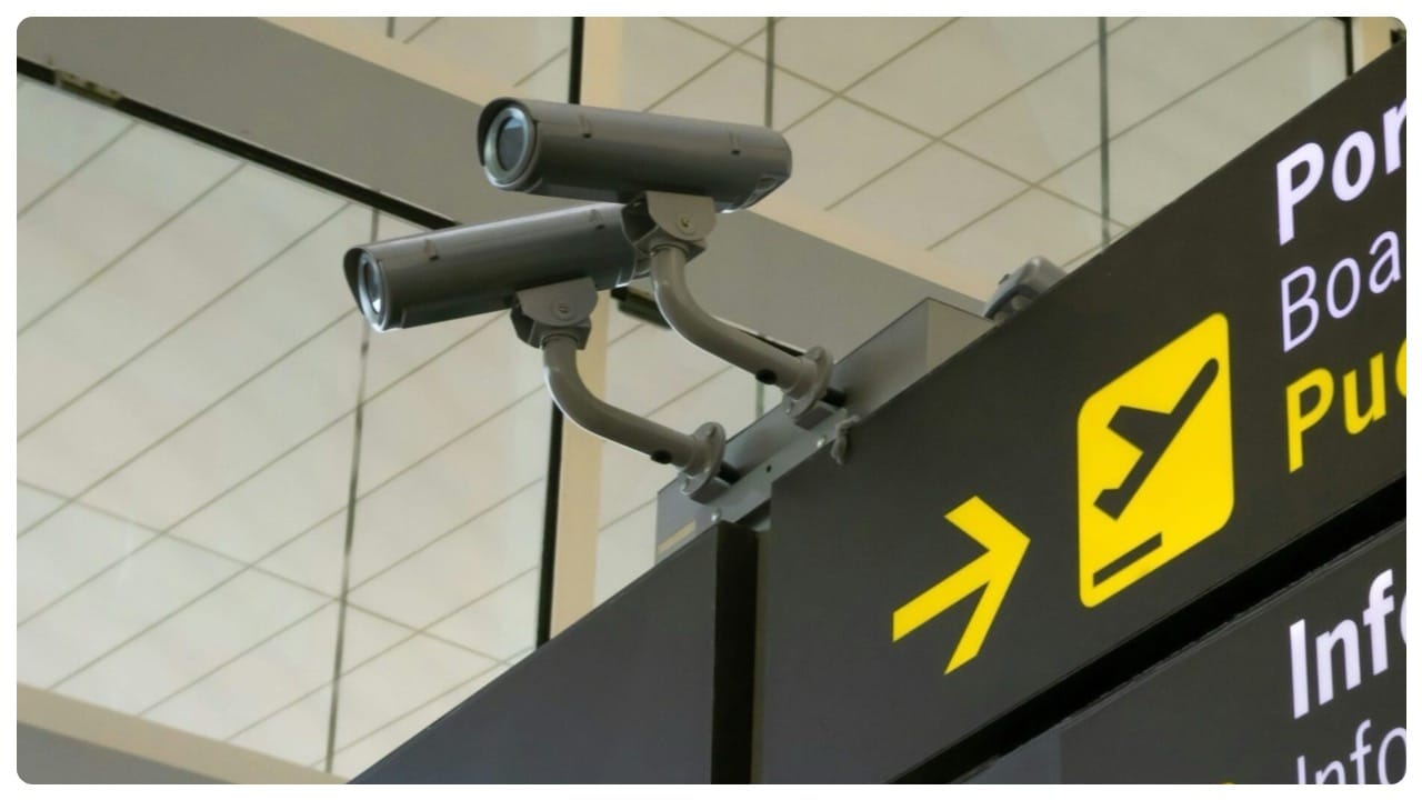 CCTV cameras at an airport.