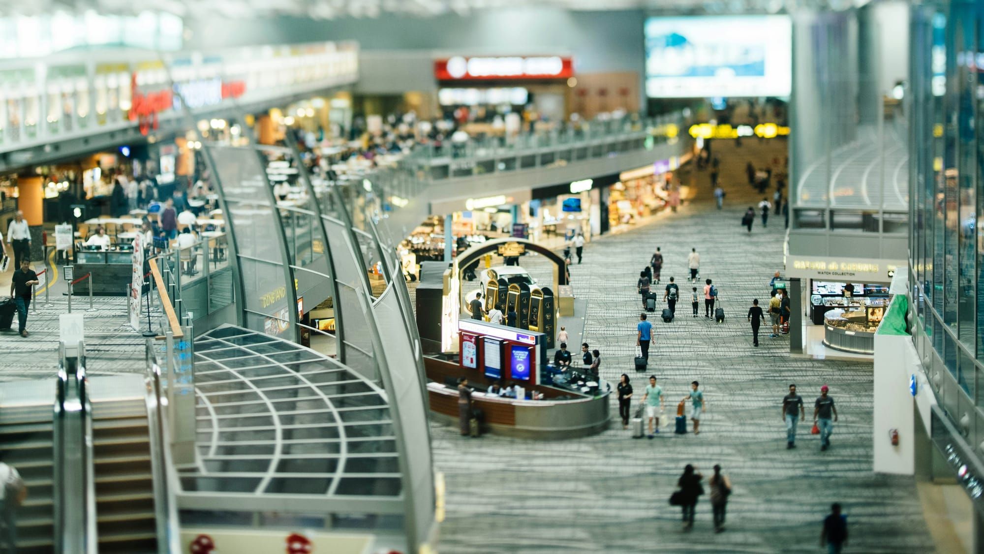 Busy terminal of an airport perfect for implementing lidar to optimize airport operations