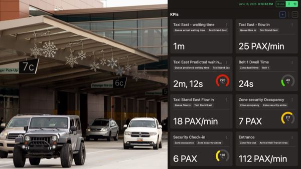 Car traffic at the airport curbside. 