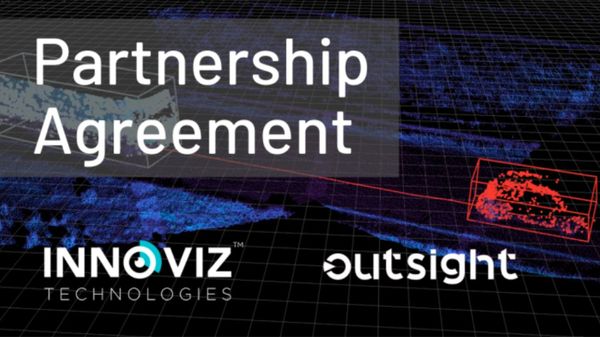 Outsight and Innoviz Technologies announce a partnership agreement to accelerate LiDAR adoption, visualized with 3D point cloud imagery.