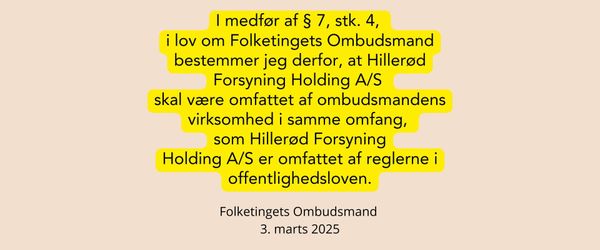 Ombudsmanden underlægger Hillerød Forsyning sin kontrol – afgørelse med landsdækkende betydning