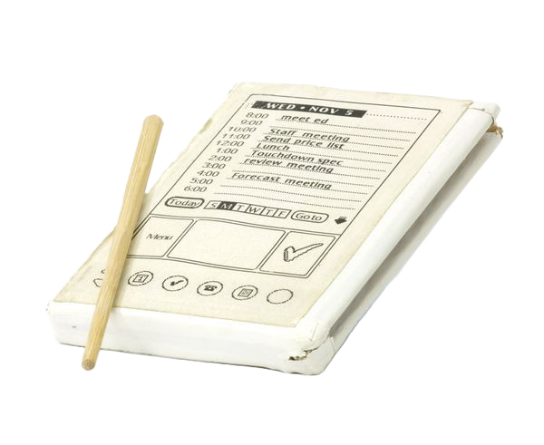 Jeff Hawkins's wooden mockup of the Palm Pilot, a shirt-pocket-sized block of wood with a paper screen glued to the front