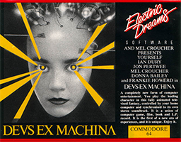 Cover art for the 1984 video game Deus Ex Machina