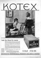 Earliest sanitary pad ads "Ask for them by name"